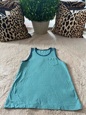 OLD NAVY Men’s XS Green/Aqua Tank Top with Navy Trim EUC